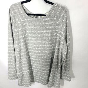 Weekend Suzanne Betro Women's Size 3X Tunic Shirt Top Striped Gray‎ White